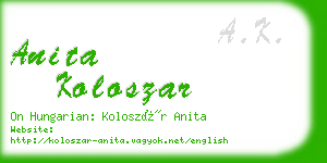 anita koloszar business card